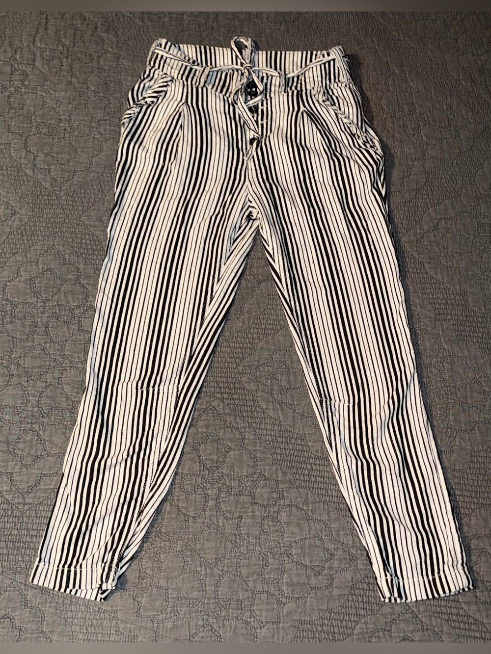 Free People Striped Beach Trousers-Cream/Black Combo Women’s Size-0